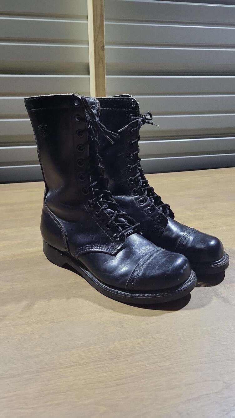 Vintage Combat Paratrooper Corcoran Black Leather Jump Boots Made in USA
